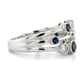 18ct White Gold Scattered Earth Grown Sapphire & Diamond Ring