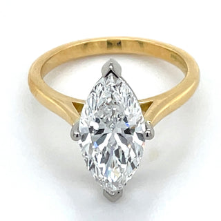 Margot - 18ct Yellow Gold 2.56ct Laboratory Grown Marquise Solitaire Diamond Engagement Ring