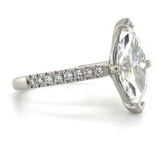 Autumn - Platinum 2.21ct Laboratory Grown Marquise Diamond Solitaire Engagement Ring With Castle Set Shoulders