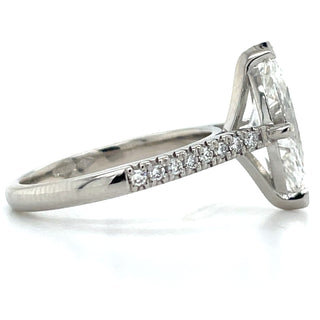 Autumn - Platinum 2.21ct Laboratory Grown Marquise Diamond Solitaire Engagement Ring With Castle Set Shoulders