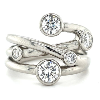 Platinum 1.12ct Earth Grown Scattered Bezel Set Diamond Band