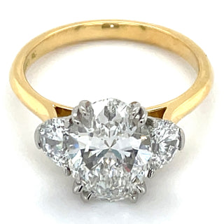 Misha -18ct Yellow Gold 3.13ct Laboratory Grown Oval Diamond EngagemenT Ring With Half Moon Side Stones