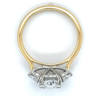 Misha -18ct Yellow Gold 3.13ct Laboratory Grown Oval Diamond EngagemenT Ring With Half Moon Side Stones