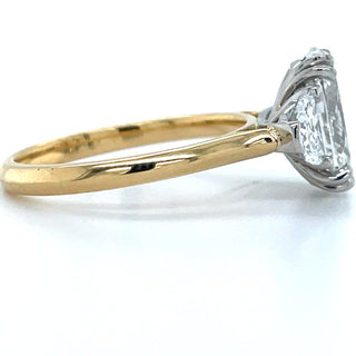Misha -18ct Yellow Gold 3.13ct Laboratory Grown Oval Diamond EngagemenT Ring With Half Moon Side Stones