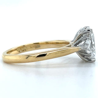 Isla - 18ct Yellow Gold Laboratory Grown 2.48ct Elongated Cushion Cut Diamond Engagement Ring With Trillion Side Stones