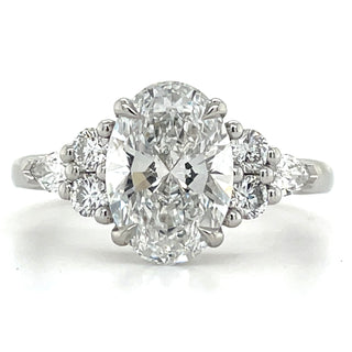 Lucille - Platinum 2.59ct Laboratory Grown Oval Diamond Engagement Ring With Side Stones