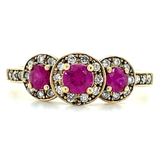 Ruby and Diamond Halo Ring