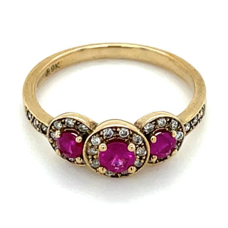 Ruby and Diamond Halo Ring