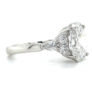 Lucille - Platinum 2.54ct Laboratory Grown Oval Diamond Engagement Ring With Side Stones