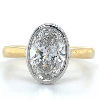 Isabelle - 18ct Yellow Gold 2.00ct Laboratory Grown Oval Diamond Bezel Set Solitaire Engagement Ring