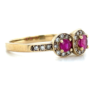 Ruby and Diamond Halo Ring