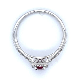 9ct White Gold 0.55ct Earth Grown Ruby and 0.10ct Diamond Halo Ring