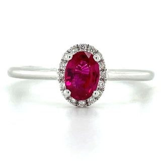 18ct White Gold Ruby And Diamond Halo Ring