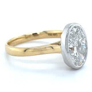 Isabelle - 18ct Yellow Gold 3.06ct Laboratory Grown Oval Diamond Bezel Set Solitaire Engagement Ring