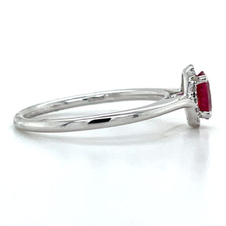 18ct White Gold Ruby And Diamond Halo Ring