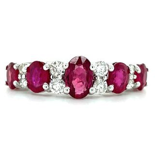 18ct White Gold Oval Earth Grown Ruby And Diamond Ring