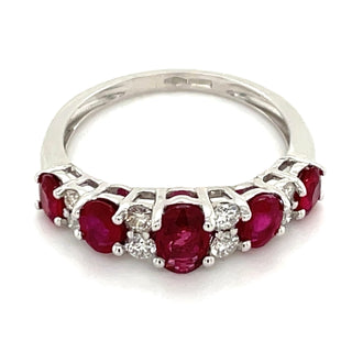 18ct White Gold Oval Earth Grown Ruby And Diamond Ring