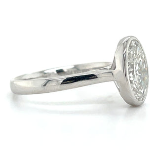 Mila - Platinum 2.51ct Laboratory Grown Oval Cut Bezel Set Diamond Solitaire Engagement Ring