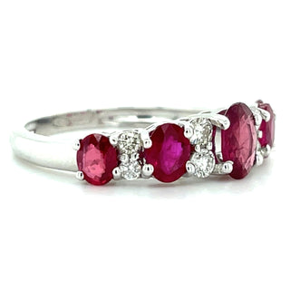 18ct White Gold Oval Earth Grown Ruby And Diamond Ring