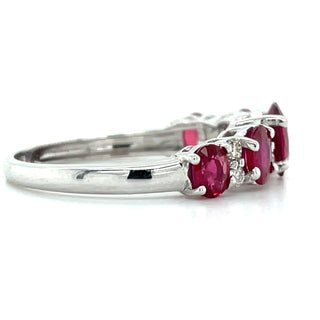 18ct White Gold Oval Earth Grown Ruby And Diamond Ring