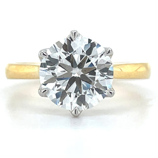 Alina - 18ct Yellow Gold 2.50 / 2.52ct Laboratory Grown Six Claw Round Brilliant Diamond Solitaire Engagement Ring