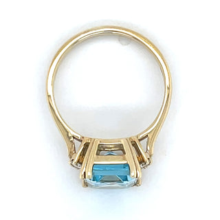 9ct Yellow Gold Earth Grown 3ct Sky Blue Topaz & Diamond Ring