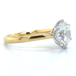 Alina - 18ct Yellow Gold 2.50 / 2.52ct Laboratory Grown Six Claw Round Brilliant Diamond Solitaire Engagement Ring