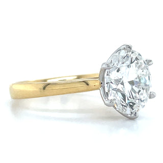 Alina - 18ct Yellow Gold 4ct Laboratory Grown Six Claw Round Brilliant Diamond Solitaire Engagement Ring