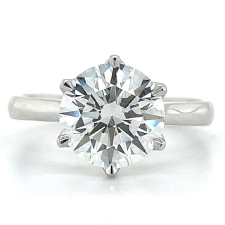 Renée - Platinum 2.59ct Laboratory Grown Six Claw Round Brilliant Diamond Solitaire Engagement Ring
