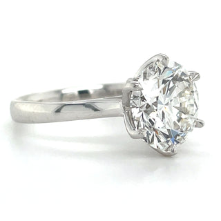 Renée - Platinum 4.05ct Laboratory Grown Six Claw Round Brilliant Diamond Solitaire Engagement Ring