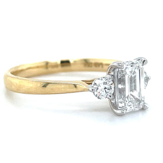 Annalise - 18ct Yellow Gold 1.25ct Laboratory Grown Emerald Cut Diamond Engagement Ring With Round Side Stones