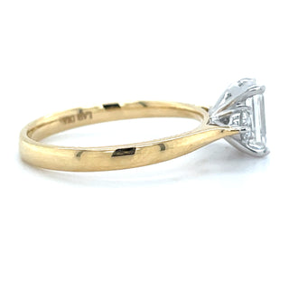 Annalise - 18ct Yellow Gold 1.25ct Laboratory Grown Emerald Cut Diamond Engagement Ring With Round Side Stones