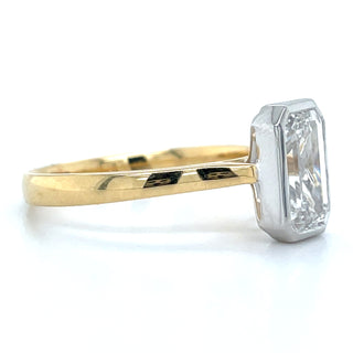 Liana - 18ct Yellow Gold 2.06ct Laboratory Grown Emerald Cut Diamond Bezel Set Solitaire Engagement Ring.