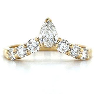 18ct Yellow Gold 0.78ct Laboratory Grown Diamond and Pear Round Crown Ring