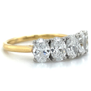 18ct Yellow Gold 2.00ct Oval Five Stone Laboratory Grown Diamond Ring