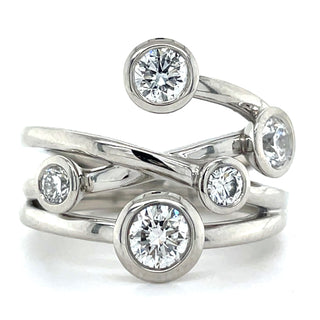 Platinum Five Stone 1.45ct Laboratory Scattered Bezel Set Diamond Band