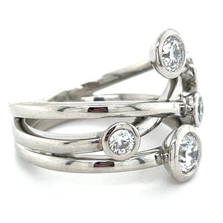 Platinum Five Stone 1.45ct Laboratory Scattered Bezel Set Diamond Band