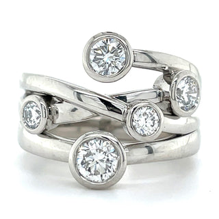 Platinum 1.45ct Laboratory Grown Scattered Bezel Set Diamond Band