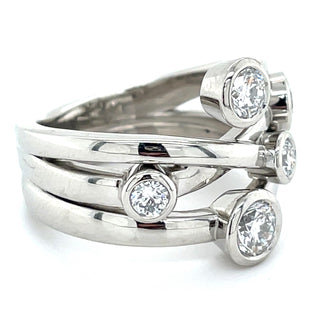 Platinum 1.45ct Laboratory Grown Scattered Bezel Set Diamond Band