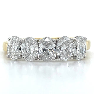 18ct Yellow Gold 1.53ct Laboratory Grown Oval Five Stone Ring