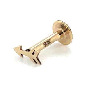 9ct Yellow Gold Arrow Single Flatback Earring