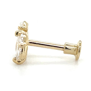 9ct Yellow Gold Marquise Cz Single Flatback Earring