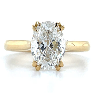 Caitlin - 18ct Yellow Gold Double Claw 2.00ct Laboratory Grown Oval Cut Solitaire Diamond Engagement Ring
