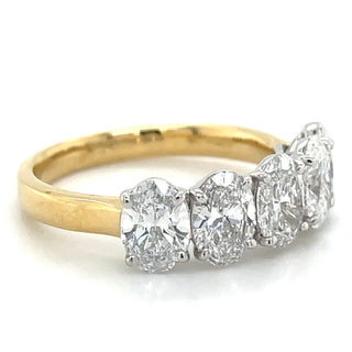 18ct Yellow Gold 2.66ct Laboratory Grown Oval Five Stone Ring