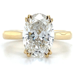 Caitlin - 18ct Yellow Gold Double Claw 2.51ct Laboratory Grown Oval Cut Solitaire Diamond Engagement Ring