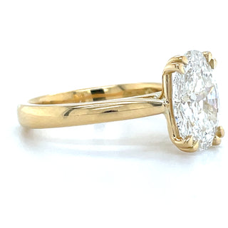 Caitlin - 18ct Yellow Gold Double Claw 2.51ct Laboratory Grown Oval Cut Solitaire Diamond Engagement Ring