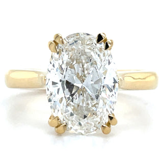 Caitlin - 18ct Yellow Gold Double Claw 3.00ct / 3.01ct Laboratory Grown Oval Cut Solitaire Diamond Engagement Ring