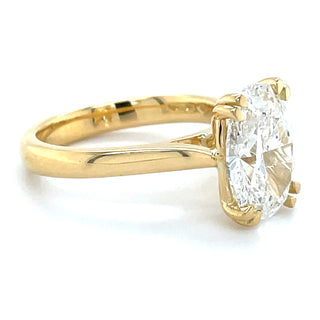 Caitlin - 18ct Yellow Gold Double Claw 3.00ct / 3.01ct Laboratory Grown Oval Cut Solitaire Diamond Engagement Ring