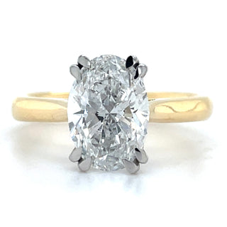 Celine - 18ct Yellow Gold Double Claw 2.08ct Laboratory Grown Oval Cut Solitaire Diamond Engagement Ring