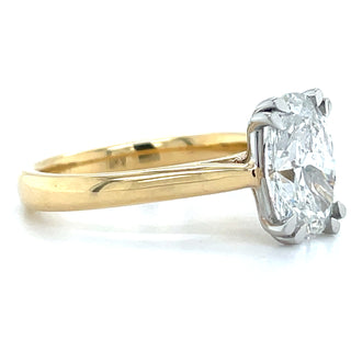 Celine - 18ct Yellow Gold Double Claw 2.08ct Laboratory Grown Oval Cut Solitaire Diamond Engagement Ring